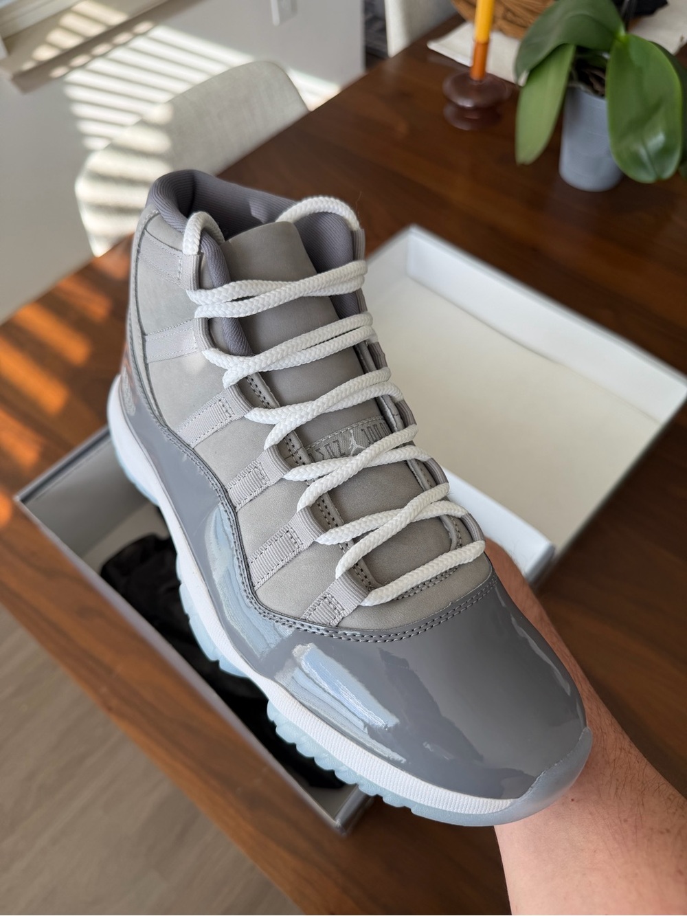 Jordan 11 Cool Grey and White Retro High-Top Sneakers - Picture 2 of 4